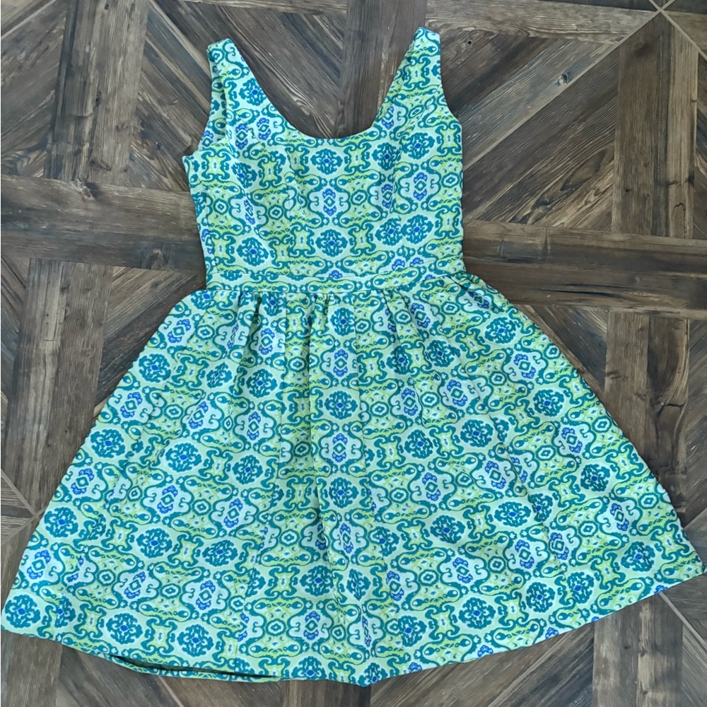 Zoe Minuet Stylish Green and Blue Cocktail Dress Size Large